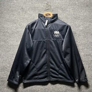 Vintage USA Olympics Jacket Womens Medium Navy Blue Fleece Full Zip‎ Made in USA
